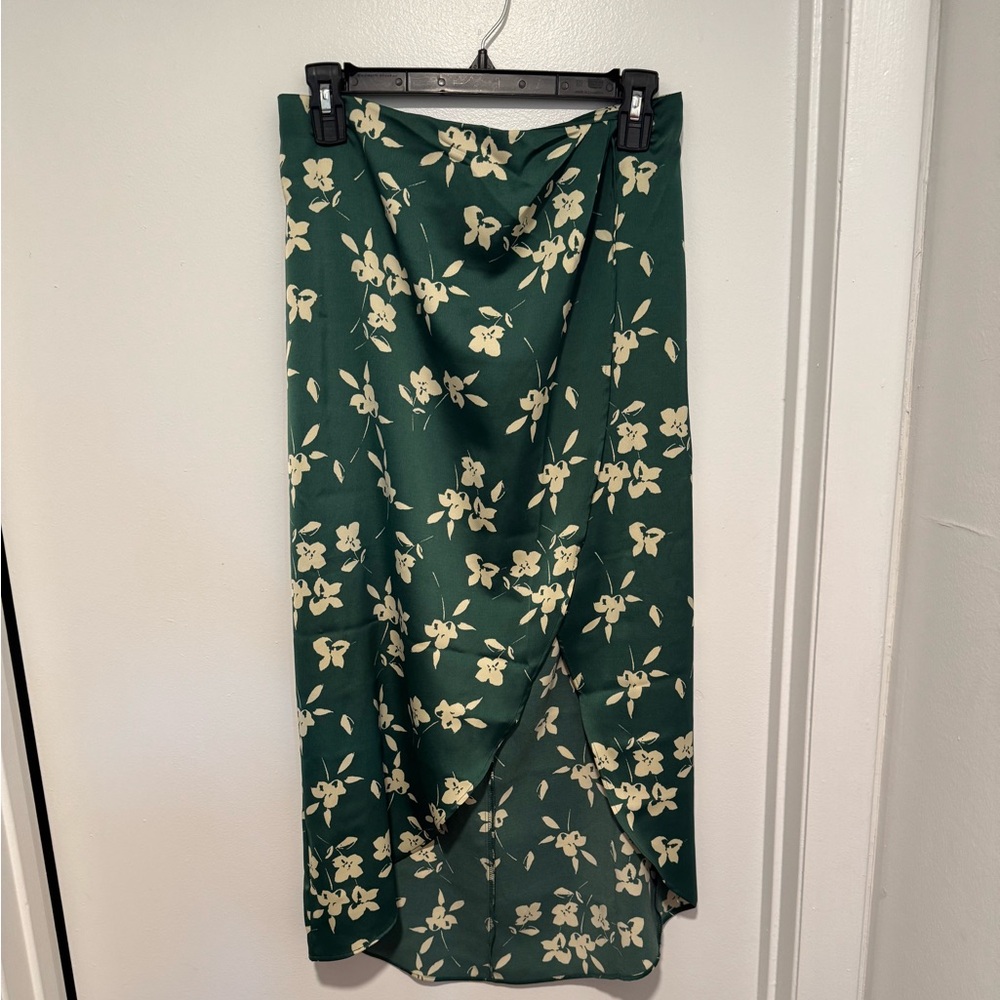 Urban Outfitters Asymmetrical Green Floral Skirt